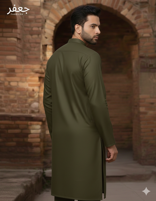 (Unstitched) Premium Alpine Green Wash & Wear Boski – Effortless Comfort & Style