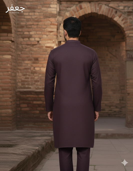 (Unstitched) Premium Dark Purple Wash & Wear Boski – Effortless Comfort & Style